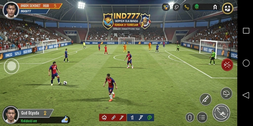 Tampilan gameplay <strong>IND777</strong> yang mendebarkan dan penuh aksi sepak bola.