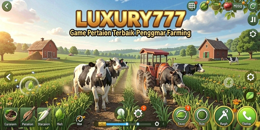Tampilan gameplay LUXURY777 yang menakjubkan dengan elemen pertanian yang menyenangkan.