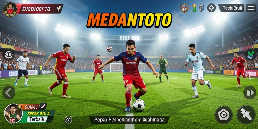 Tampilan dinamis dalam gameplay sepak bola MEDANTOTO yang seru.