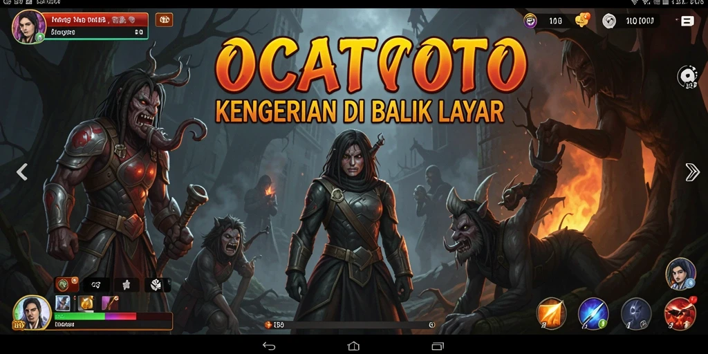 Layar gameplay OCATOTO dengan suasana Horror yang mencekam.