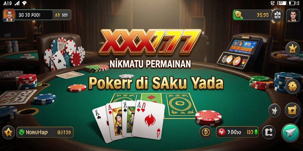 Screenshot utama XXX777 menampilkan gameplay Poker yang mendebarkan.
